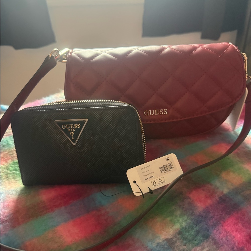 GUESS Red Quilted Crossbody Bag comes with complimentary wallet 😍